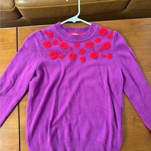 Boden Purple Sweater with Red Floral Design
